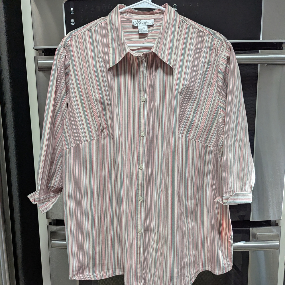 Dress Barn Woman 22/24W - Soft Pink, Cream & Gray Stripes